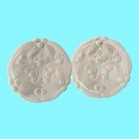 2 Mikasa Bountiful Raised Cherries Frosted Glass Individual Salad Plates 8” - Picture 4 of 8